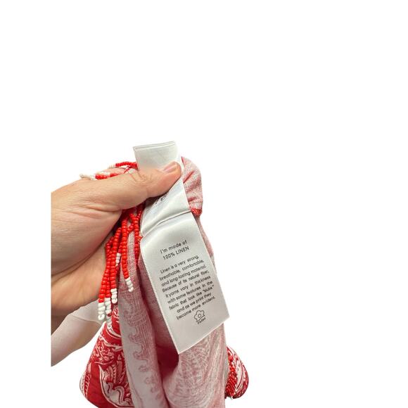 Farm Rio Red Majestic Coconut Tree Euroflax Premium Linen Mini Dress - Picture 11 of 11